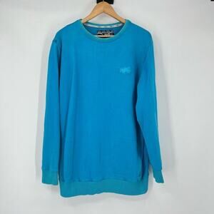 Saga Cut & Sew Sweatshirt Pullover Long Sleeves Crew Neck Blue Mens Size XL